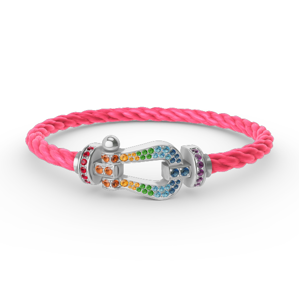 [RAFFINE]FORC LARGE HORSESHOE  COLORED DIAMOND BRACELET SILVER
