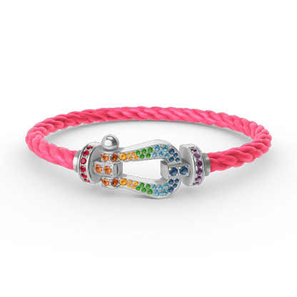 [RAFFINE]FORC LARGE HORSESHOE  COLORED DIAMOND BRACELET SILVER