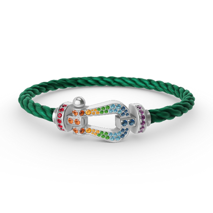 [RAFFINE]FORC LARGE HORSESHOE  COLORED DIAMOND BRACELET SILVER