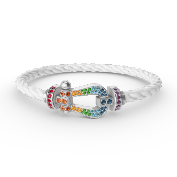 [RAFFINE]FORC LARGE HORSESHOE  COLORED DIAMOND BRACELET SILVER