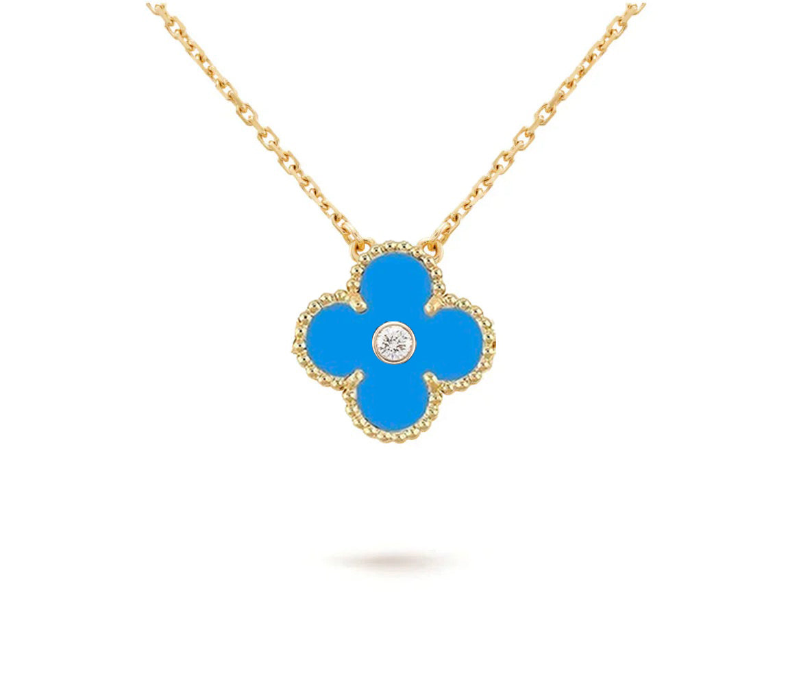 [LUXE]CLOVER 15MM DIAMOND SINGLE FLOWER NECKLACE COLLECTION