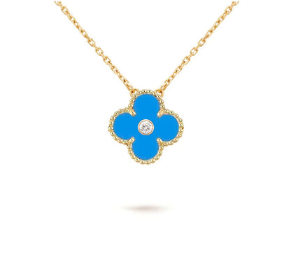 [LUXE]CLOVER 15MM DIAMOND SINGLE FLOWER NECKLACE COLLECTION