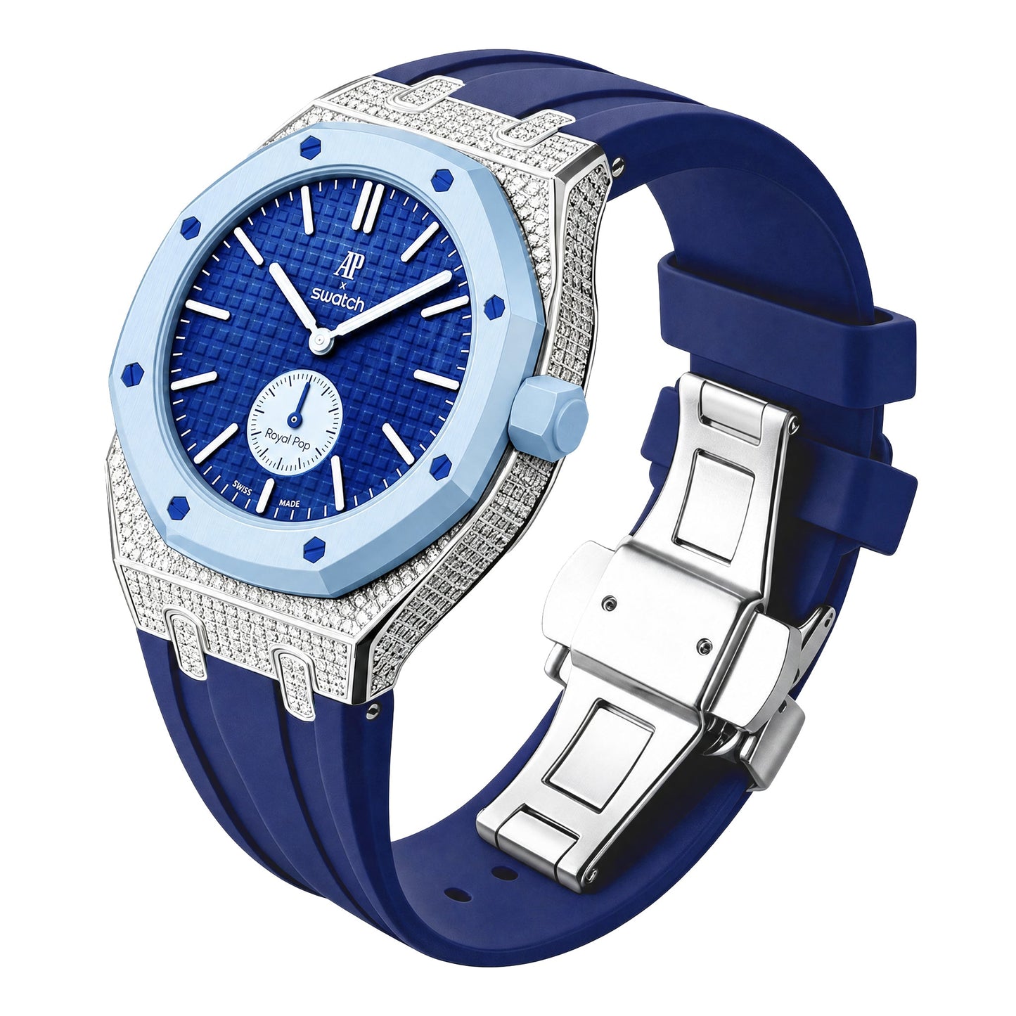 Royal Oak Pop Exclusive Steel Case With Diamond(Moissanite) & Silicone Strap