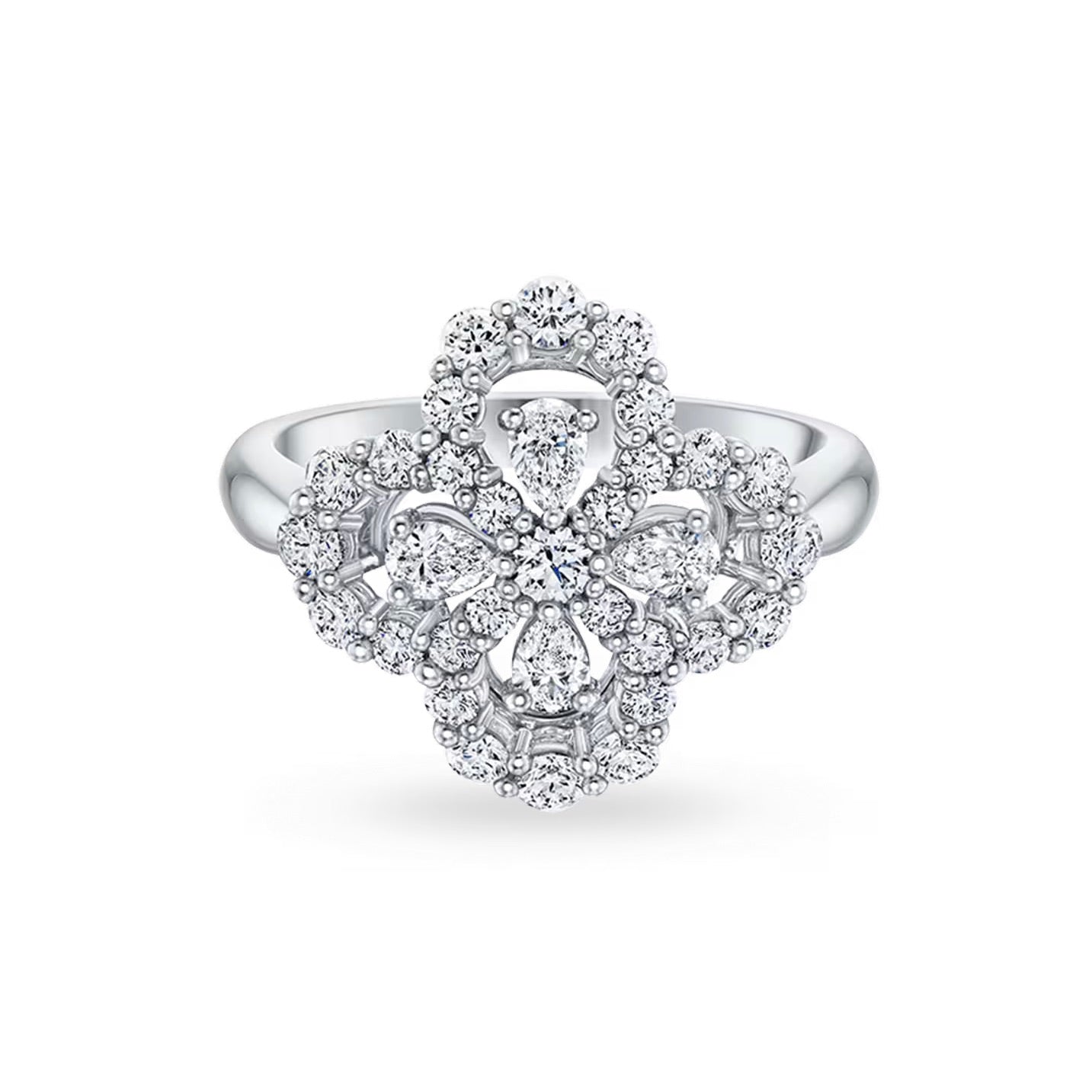 [Raffine]LOOP RING FULL MOTIF DIAMOND 16MM SILVE