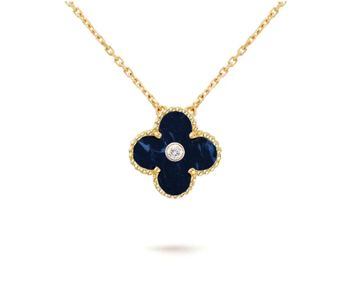 [LUXE]CLOVER 15MM DIAMOND SINGLE FLOWER NECKLACE COLLECTION