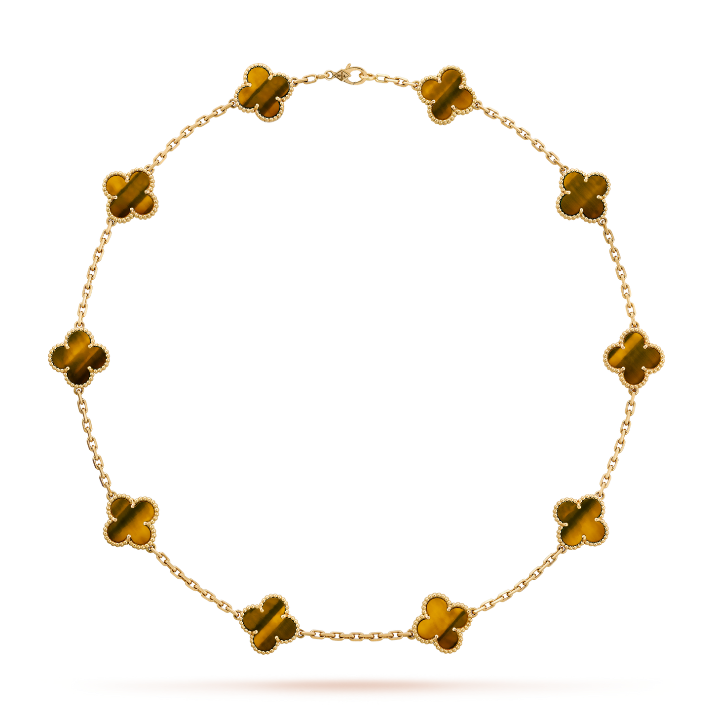 [RAFFINE]CLOVER 10 MOTIFS TIGER EYE NECKLACE