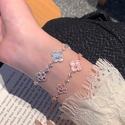 [RAFFINE] PULSERA CON 5 MOTIVOS DE TRÉBOL ROSA AZUL ROJO BLANCO 