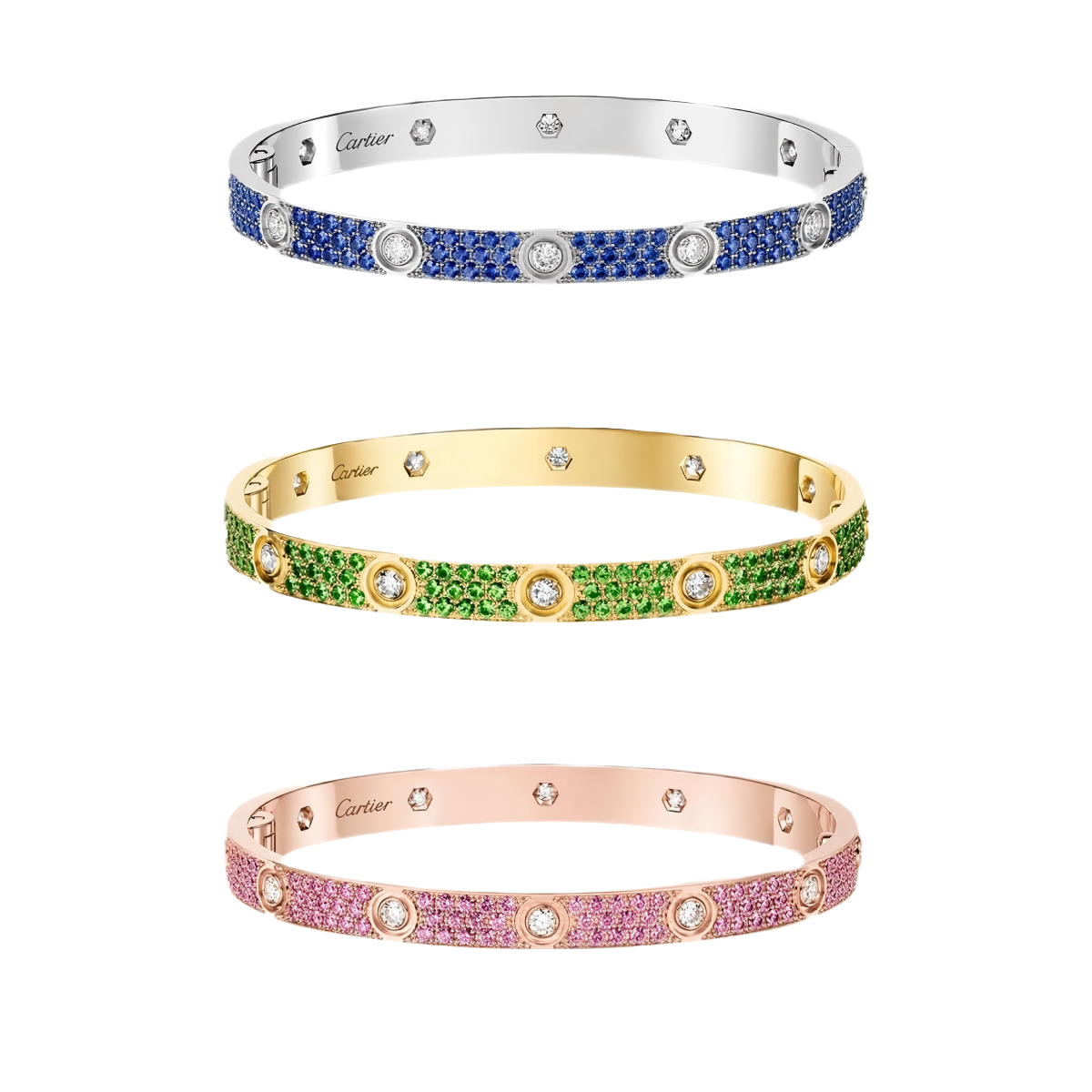 [RAFFINE]2026 PAVE GEMSTONE LOVE BRACELET 6.1MM 10 DIAMONDS