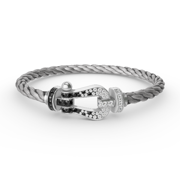 [RAFFINE]FORCE LARGE HORSESHOE BLACK WHITE DIAMOND BRACELET SILVER