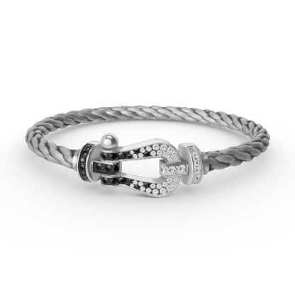 [RAFFINE]FORCE LARGE HORSESHOE BLACK WHITE DIAMOND BRACELET SILVER