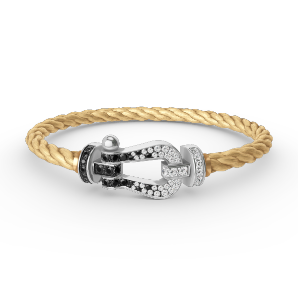 [RAFFINE]FORCE LARGE HORSESHOE BLACK WHITE DIAMOND BRACELET SILVER