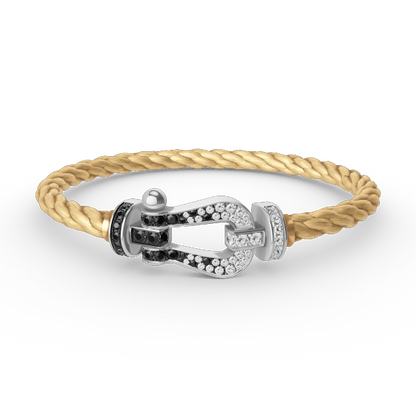 [RAFFINE]FORCE LARGE HORSESHOE BLACK WHITE DIAMOND BRACELET SILVER