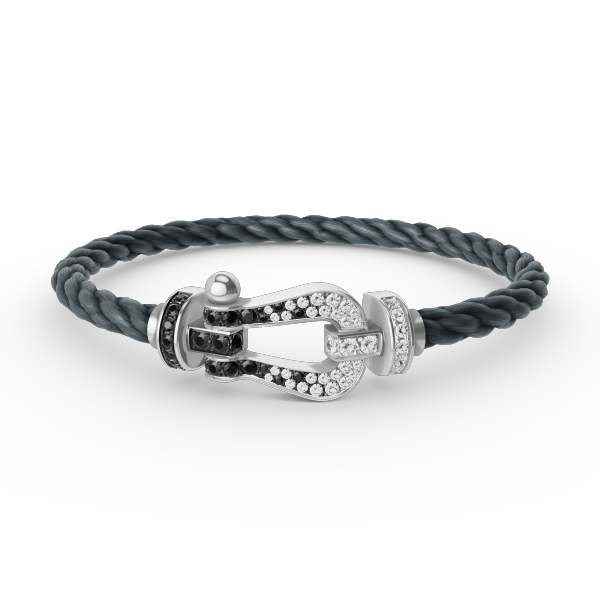 [RAFFINE]FORCE LARGE HORSESHOE BLACK WHITE DIAMOND BRACELET SILVER