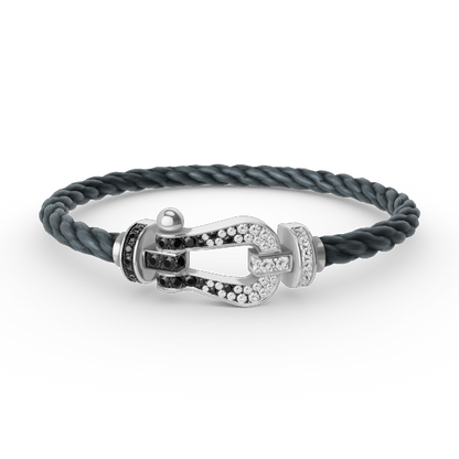 [RAFFINE]FORCE LARGE HORSESHOE BLACK WHITE DIAMOND BRACELET SILVER