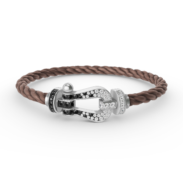 [RAFFINE]FORCE LARGE HORSESHOE BLACK WHITE DIAMOND BRACELET SILVER