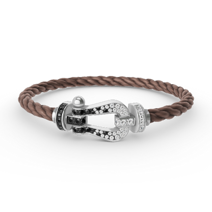 [RAFFINE]FORCE LARGE HORSESHOE BLACK WHITE DIAMOND BRACELET SILVER
