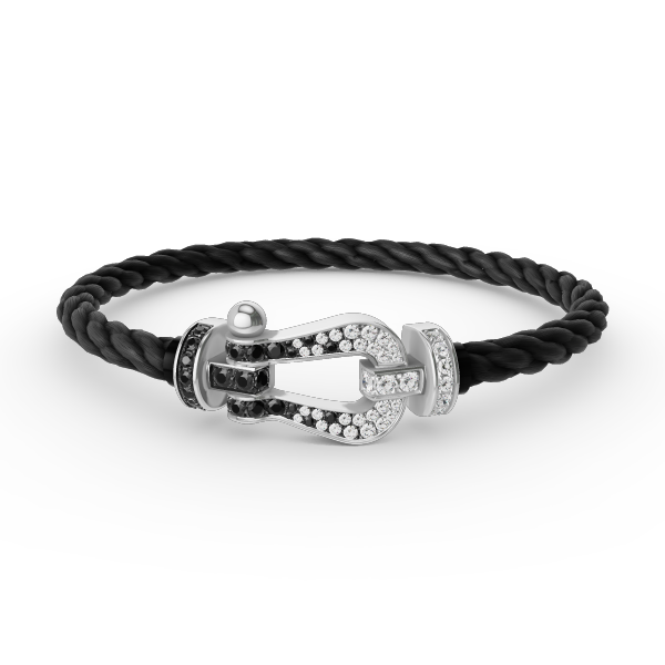 [RAFFINE]FORCE LARGE HORSESHOE BLACK WHITE DIAMOND BRACELET SILVER