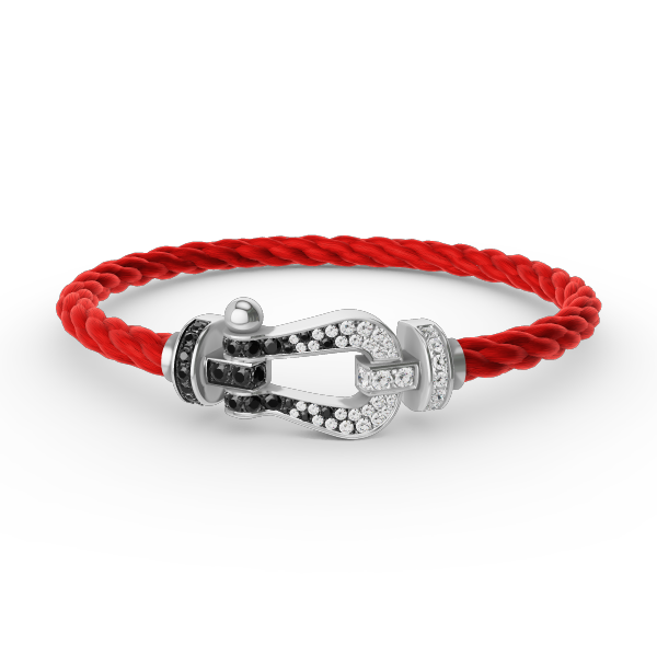 [RAFFINE]FORCE LARGE HORSESHOE BLACK WHITE DIAMOND BRACELET SILVER