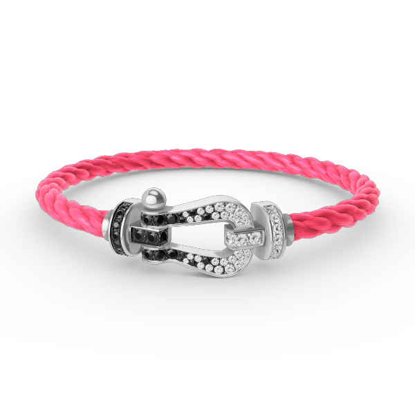 [RAFFINE]FORCE LARGE HORSESHOE BLACK WHITE DIAMOND BRACELET SILVER