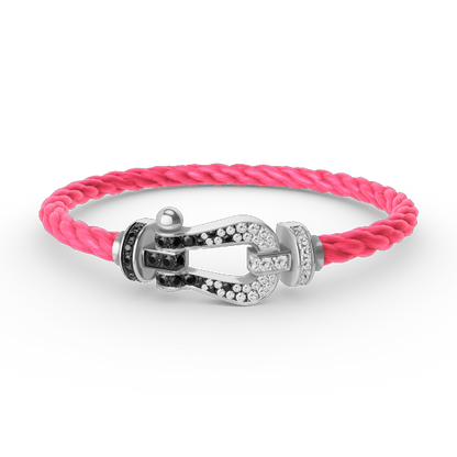 [RAFFINE]FORCE LARGE HORSESHOE BLACK WHITE DIAMOND BRACELET SILVER