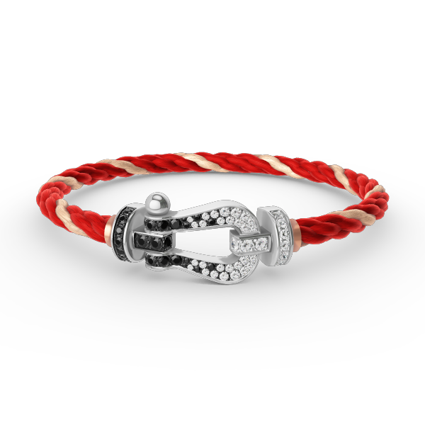 [RAFFINE]FORCE LARGE HORSESHOE BLACK WHITE DIAMOND BRACELET SILVER