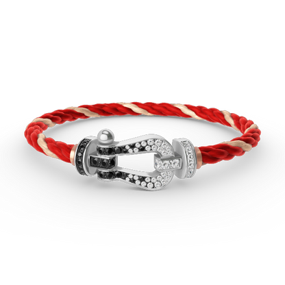 [RAFFINE]FORCE LARGE HORSESHOE BLACK WHITE DIAMOND BRACELET SILVER