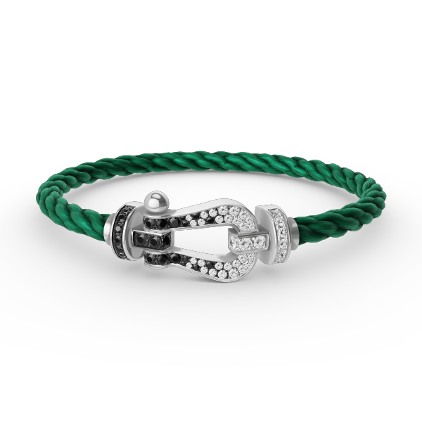 [RAFFINE]FORCE LARGE HORSESHOE BLACK WHITE DIAMOND BRACELET SILVER