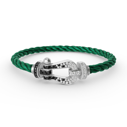 [RAFFINE]FORCE LARGE HORSESHOE BLACK WHITE DIAMOND BRACELET SILVER