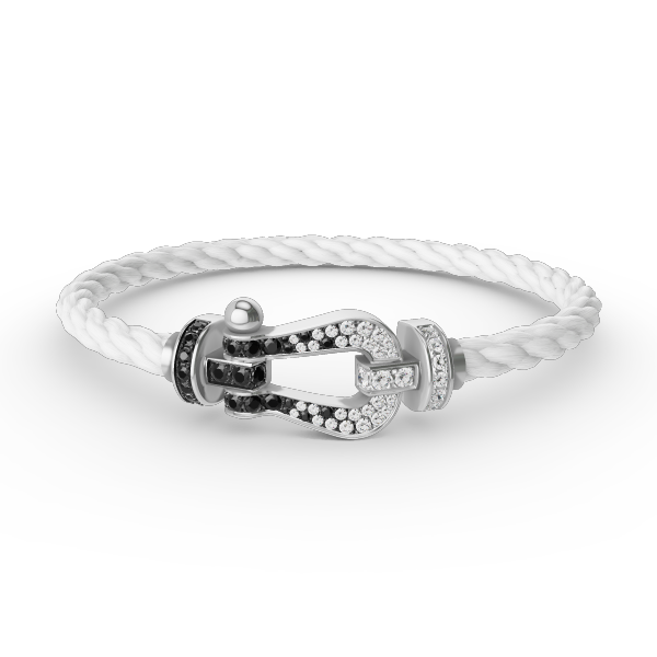 [RAFFINE]FORCE LARGE HORSESHOE BLACK WHITE DIAMOND BRACELET SILVER