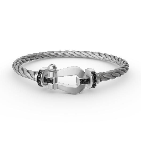 [RAFFINE]FORCE LARGE HORSESHOE BLACK DIAMOND BRACELET SILVER