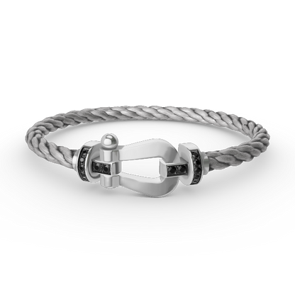 [RAFFINE]FORCE LARGE HORSESHOE BLACK DIAMOND BRACELET SILVER