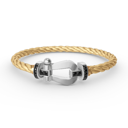 [RAFFINE]FORCE LARGE HORSESHOE BLACK DIAMOND BRACELET SILVER