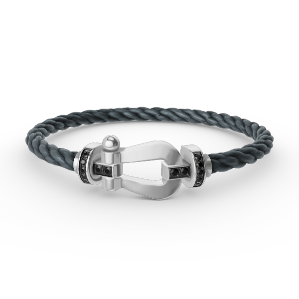 [RAFFINE]FORCE LARGE HORSESHOE BLACK DIAMOND BRACELET SILVER