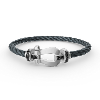 [RAFFINE]FORCE LARGE HORSESHOE BLACK DIAMOND BRACELET SILVER