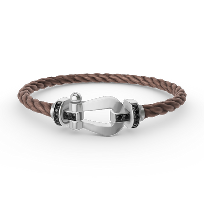 [RAFFINE]FORCE LARGE HORSESHOE BLACK DIAMOND BRACELET SILVER