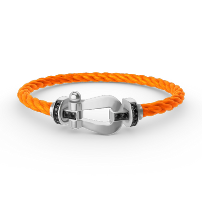 [RAFFINE]FORCE LARGE HORSESHOE BLACK DIAMOND BRACELET SILVER