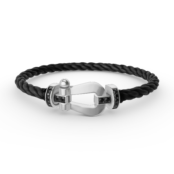 [RAFFINE]FORCE LARGE HORSESHOE BLACK DIAMOND BRACELET SILVER