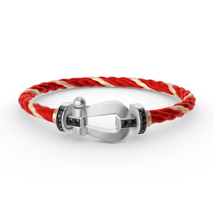 [RAFFINE]FORCE LARGE HORSESHOE BLACK DIAMOND BRACELET SILVER