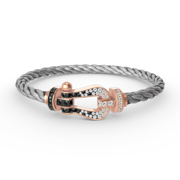 [RAFFINE]FORCE LARGE HORSESHOE BLACK WHITE DIAMOND BRACELET ROSE GOLD