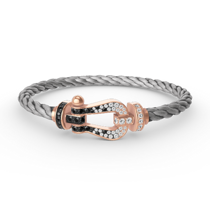 [RAFFINE]FORCE LARGE HORSESHOE BLACK WHITE DIAMOND BRACELET ROSE GOLD