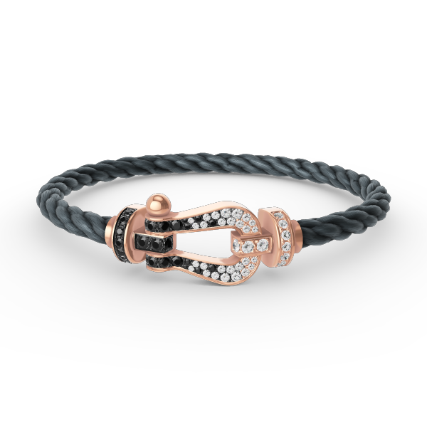 [RAFFINE]FORCE LARGE HORSESHOE BLACK WHITE DIAMOND BRACELET ROSE GOLD