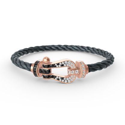 [RAFFINE]FORCE LARGE HORSESHOE BLACK WHITE DIAMOND BRACELET ROSE GOLD