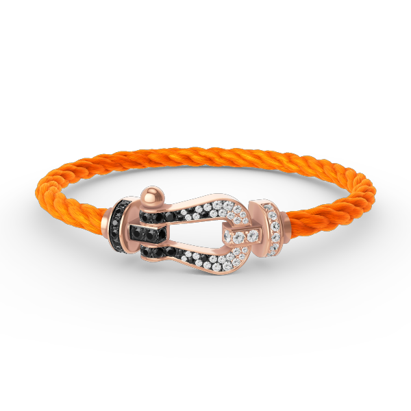 [RAFFINE]FORCE LARGE HORSESHOE BLACK WHITE DIAMOND BRACELET ROSE GOLD