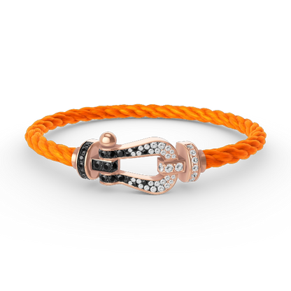 [RAFFINE]FORCE LARGE HORSESHOE BLACK WHITE DIAMOND BRACELET ROSE GOLD