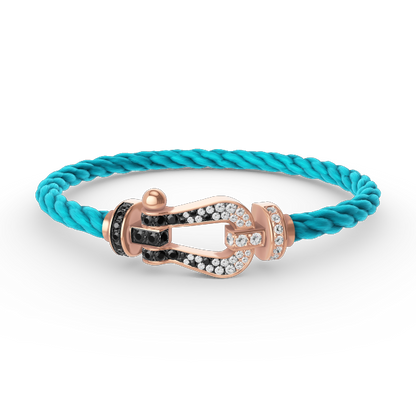 [RAFFINE]FORCE LARGE HORSESHOE BLACK WHITE DIAMOND BRACELET ROSE GOLD
