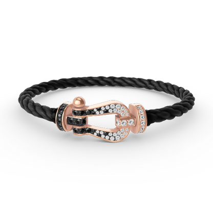 [RAFFINE]FORCE LARGE HORSESHOE BLACK WHITE DIAMOND BRACELET ROSE GOLD