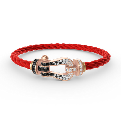 [RAFFINE]FORCE LARGE HORSESHOE BLACK WHITE DIAMOND BRACELET ROSE GOLD