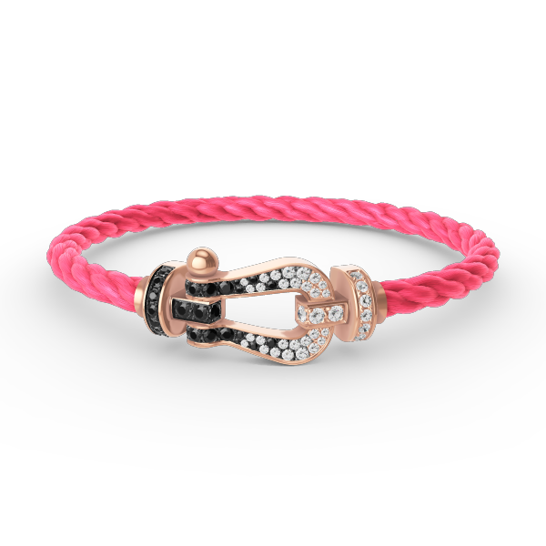 [RAFFINE]FORCE LARGE HORSESHOE BLACK WHITE DIAMOND BRACELET ROSE GOLD