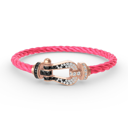 [RAFFINE]FORCE LARGE HORSESHOE BLACK WHITE DIAMOND BRACELET ROSE GOLD