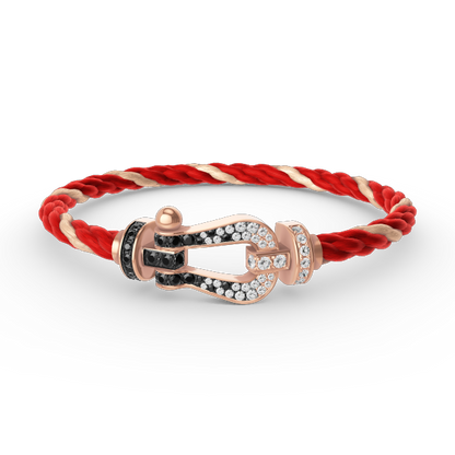 [RAFFINE]FORCE LARGE HORSESHOE BLACK WHITE DIAMOND BRACELET ROSE GOLD